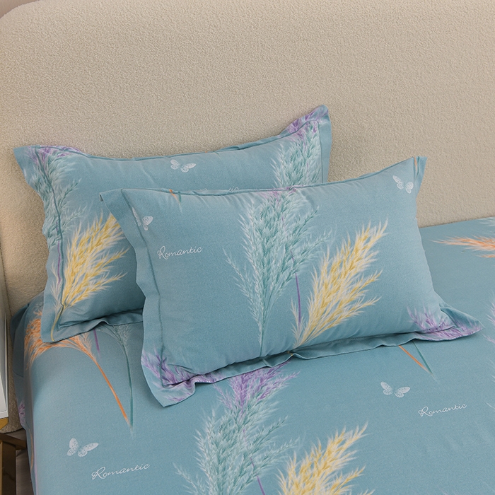 91家纺网 家纺一手货源 找家纺 董成龙 2026新款直播爆款加厚全棉活性磨毛四件套纯棉三件套 芊芊之恋-蓝