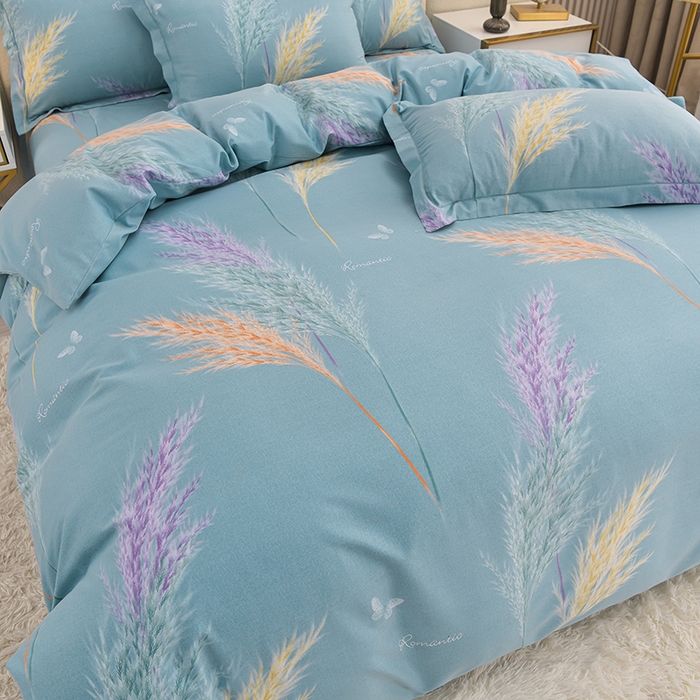 91家纺网 家纺一手货源 找家纺 董成龙 2026新款直播爆款加厚全棉活性磨毛四件套纯棉三件套 芊芊之恋-蓝