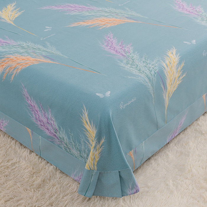 91家纺网 家纺一手货源 找家纺 董成龙 2026新款直播爆款加厚全棉活性磨毛四件套纯棉三件套 芊芊之恋-蓝