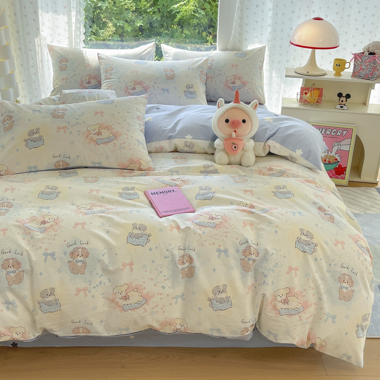 91家纺网 家纺一手货源 找家纺 晨希家居 2026新款全棉13070印花四件套（提供买家秀） 全棉-星愿萌犬