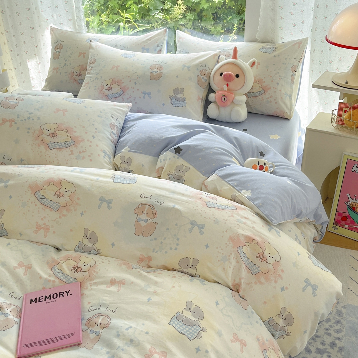 91家纺网 家纺一手货源 找家纺 晨希家居 2026新款全棉13070印花四件套（提供买家秀） 全棉-星愿萌犬