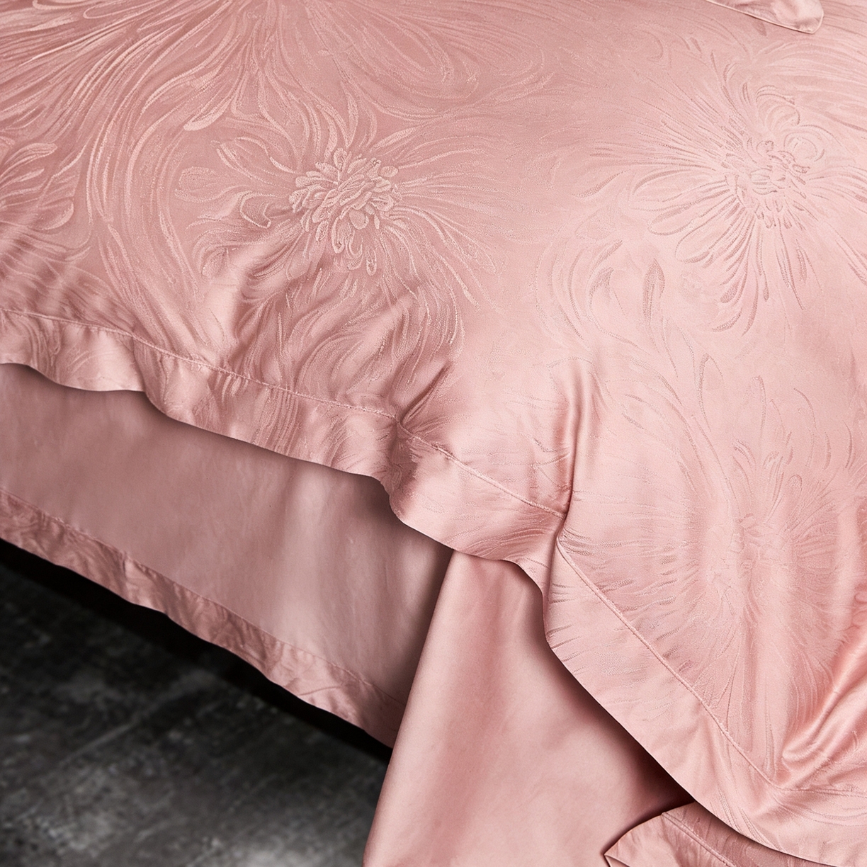 91家纺网 家纺一手货源 找家纺 淳绵 2026新款全棉提花四件套 罗卡芙 豆沙