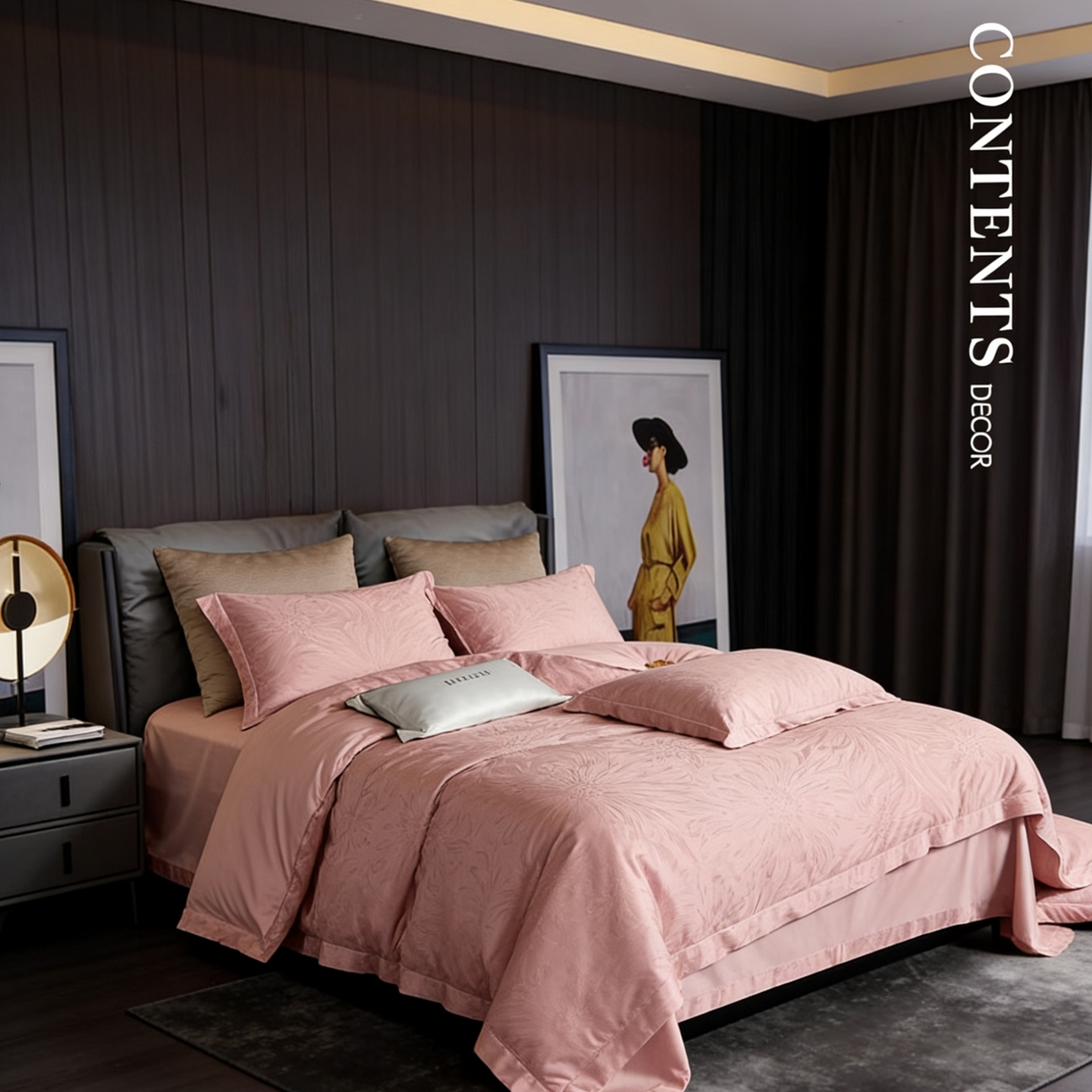 91家纺网 家纺一手货源 找家纺 淳绵 2026新款全棉提花四件套 罗卡芙 豆沙