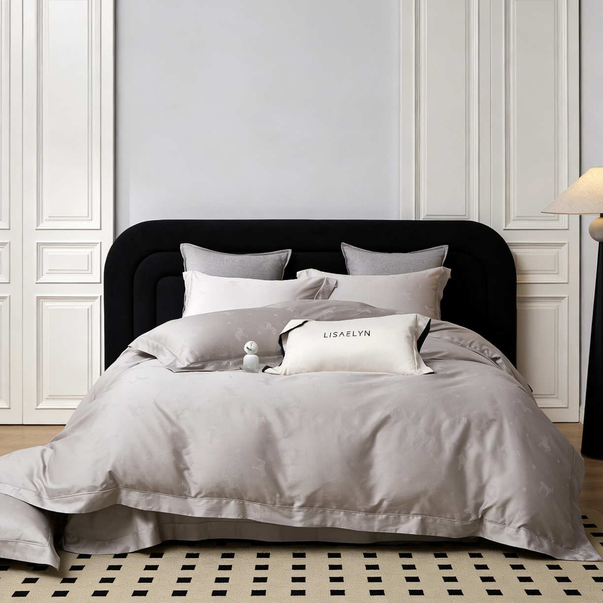 淳绵 2026新款全棉提花四件套 马到成功 月光灰