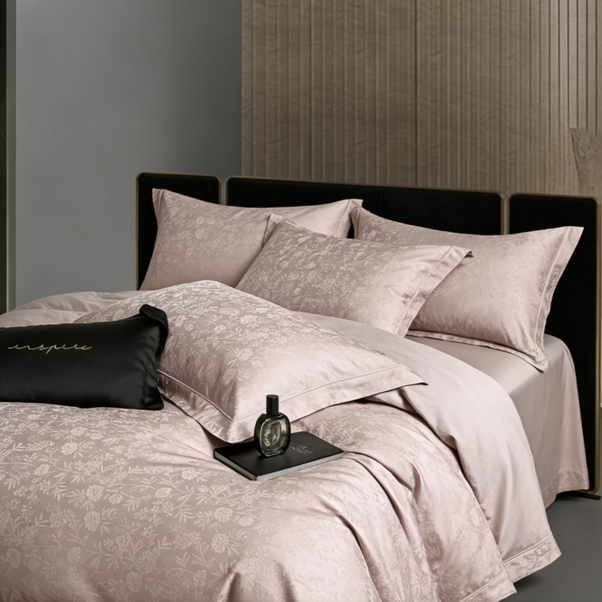 91家纺网 家纺一手货源 找家纺 淳绵 2026新款全棉提花四件套 漫舞花丛 尔雅灰