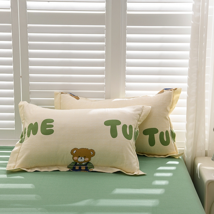 91家纺网 家纺一手货源 找家纺 董成龙 2026新款直播爆款加厚全棉活性磨毛四件套纯棉三件套 瑞迪熊-绿