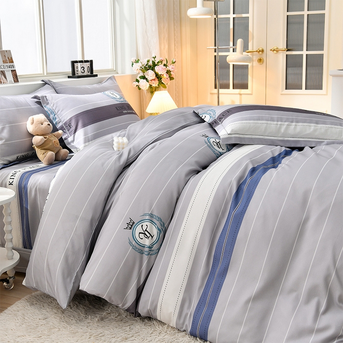 91家纺网 家纺一手货源 找家纺 董成龙 2026新款直播爆款加厚全棉活性磨毛四件套纯棉三件套 绅士灰