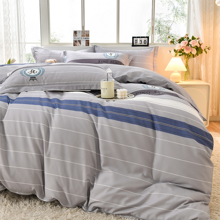 91家纺网 家纺一手货源 找家纺 董成龙 2026新款直播爆款加厚全棉活性磨毛四件套纯棉三件套 绅士灰