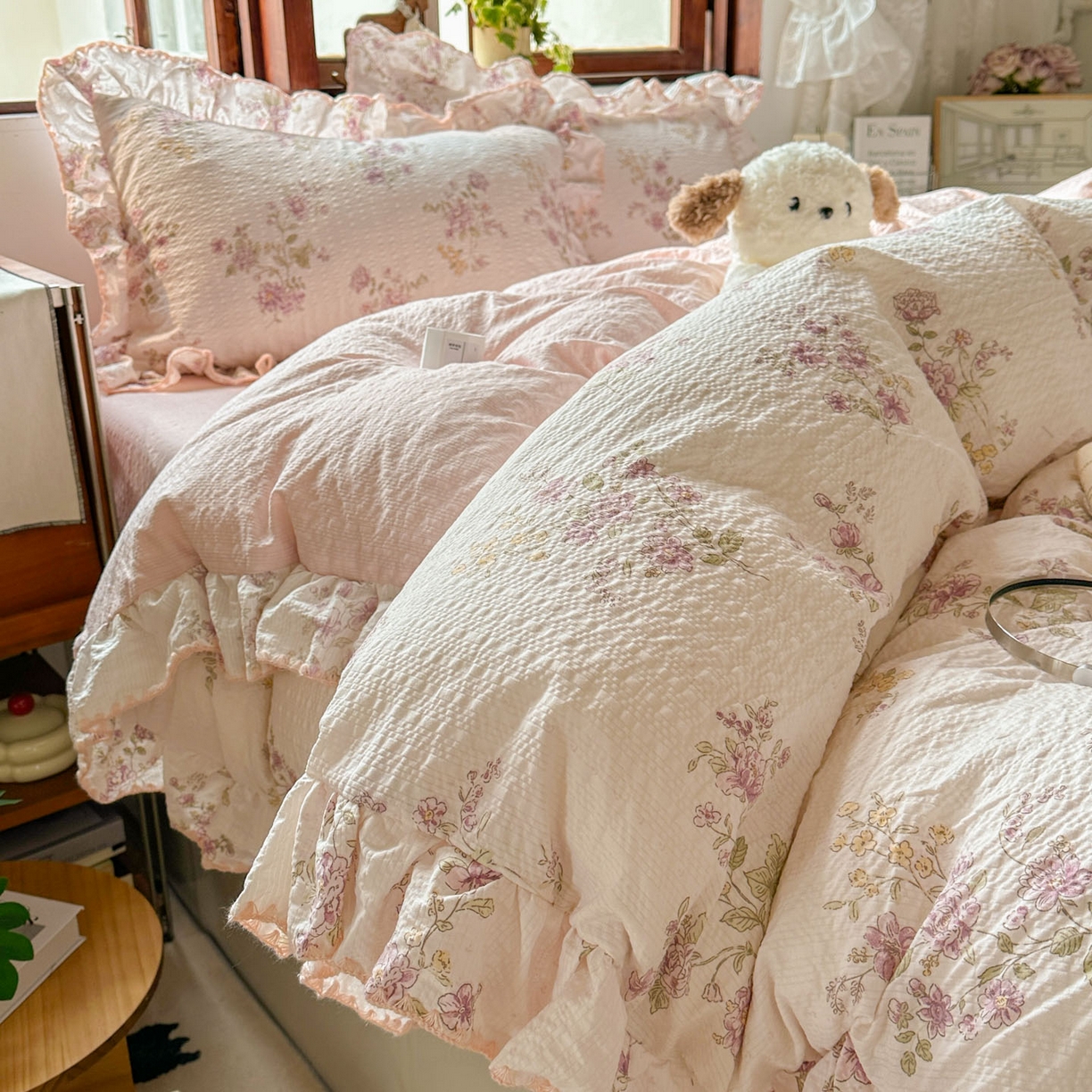 91家纺网 家纺一手货源 找家纺 （总）梵克保罗 2026新款泡芙棉三角针被壳绣花边四件套