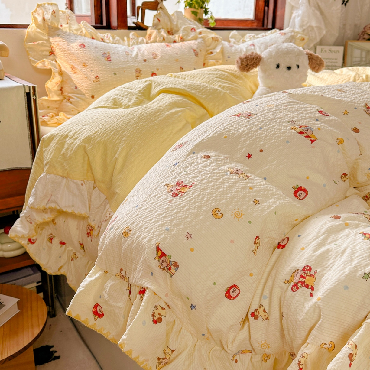 91家纺网 家纺一手货源 找家纺 （总）梵克保罗 2026新款泡芙棉三角针被壳绣花边四件套