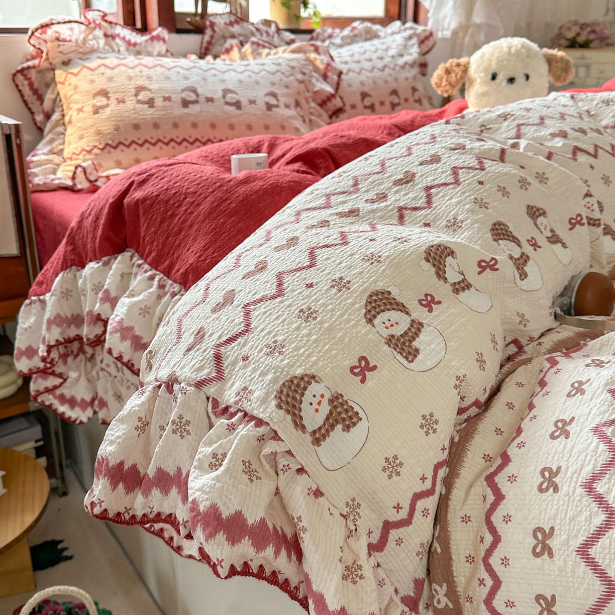 91家纺网 家纺一手货源 找家纺 （总）梵克保罗 2026新款泡芙棉三角针被壳绣花边四件套