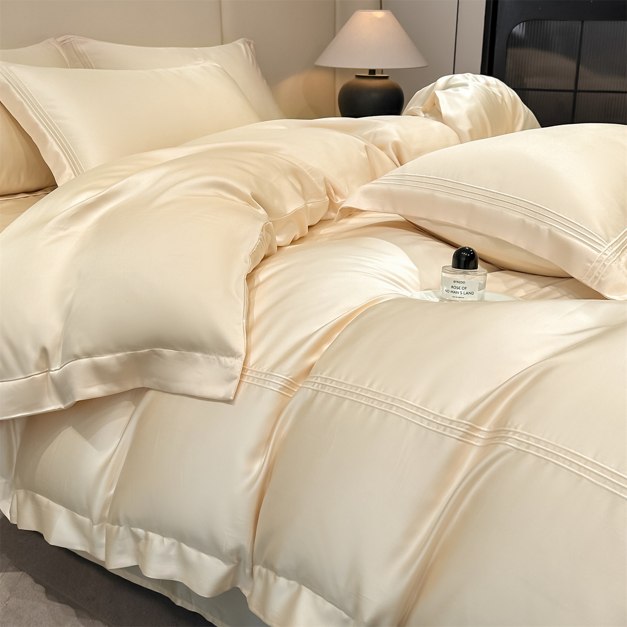 91家纺网 家纺一手货源 找家纺 笙意家纺 2026新款水洗真丝埋线款四件套-恩瑞系列 恩瑞-梧桐杏