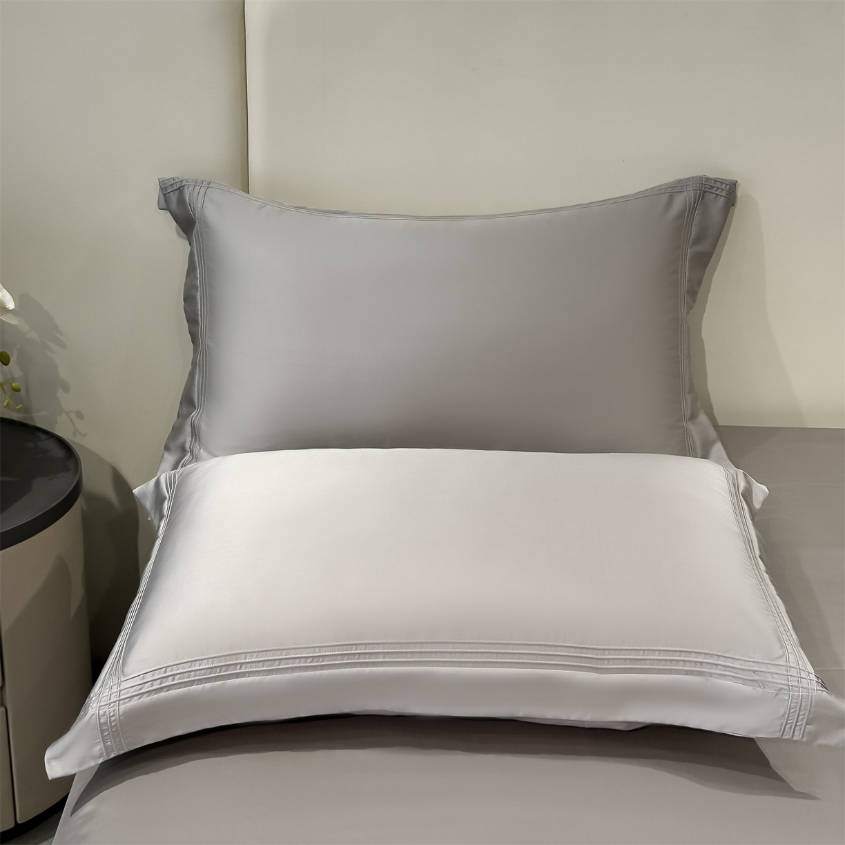 91家纺网 家纺一手货源 找家纺 笙意家纺 2026新款水洗真丝埋线款四件套-恩瑞系列 恩瑞-山灰