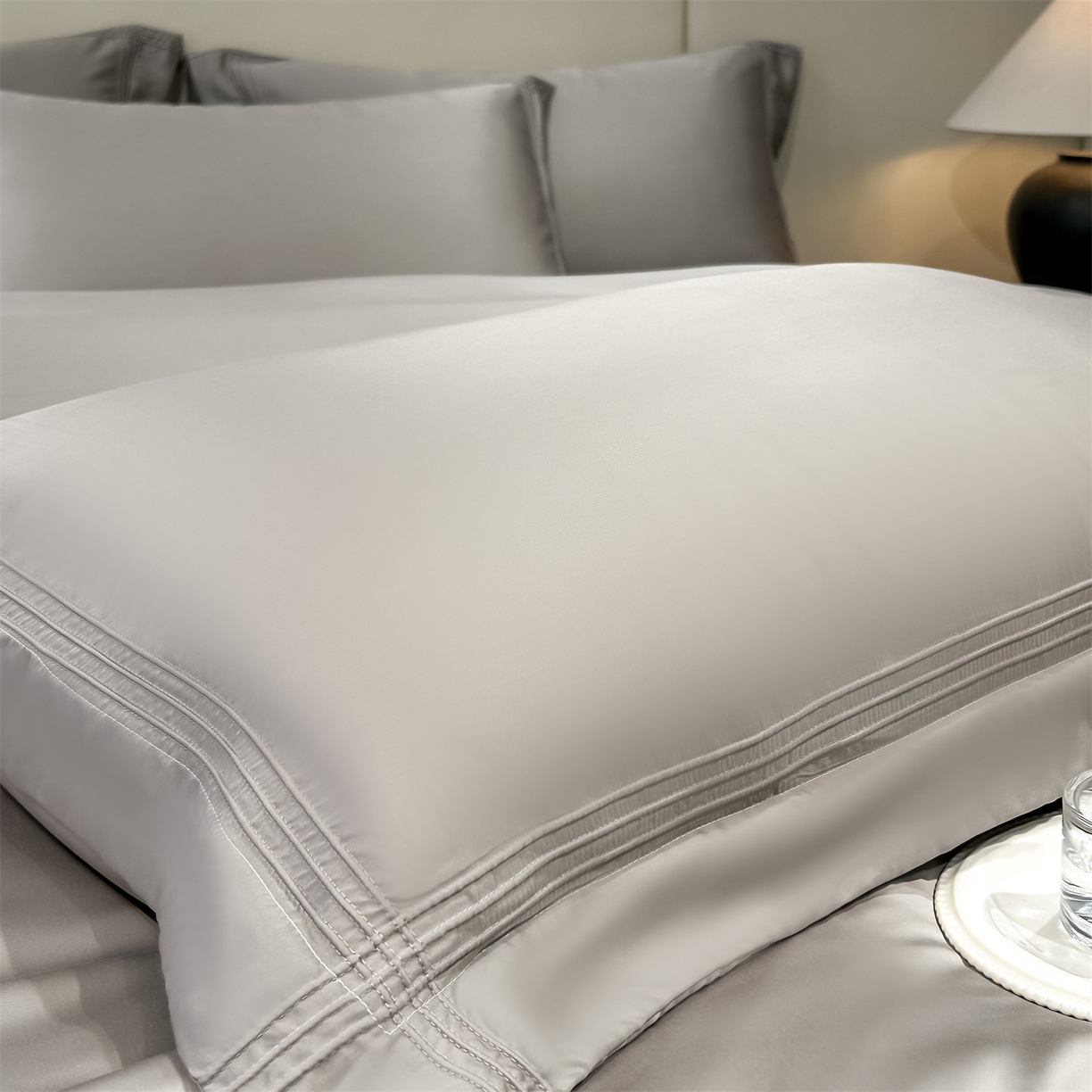 91家纺网 家纺一手货源 找家纺 笙意家纺 2026新款水洗真丝埋线款四件套-恩瑞系列 恩瑞-山灰