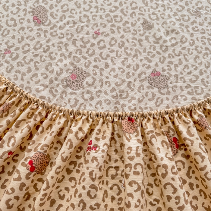 91家纺网 家纺一手货源 找家纺 一比一家纺 2026春夏新款A类仿棉单床笠床罩床笠单件 豹纹瞄咖