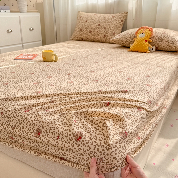 91家纺网 家纺一手货源 找家纺 一比一家纺 2026春夏新款A类仿棉单床笠床罩床笠单件 豹纹瞄咖