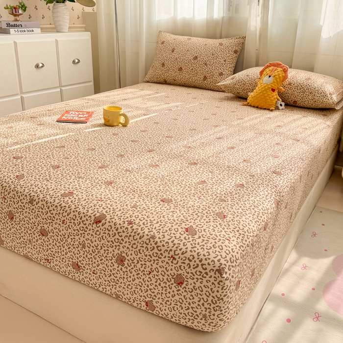 91家纺网 家纺一手货源 找家纺 一比一家纺 2026春夏新款A类仿棉单床笠床罩床笠单件 豹纹瞄咖