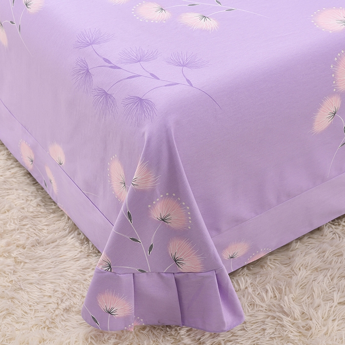 91家纺网 家纺一手货源 找家纺 董成龙 2026新款直播爆款加厚全棉活性磨毛四件套纯棉三件套 晚晴-紫