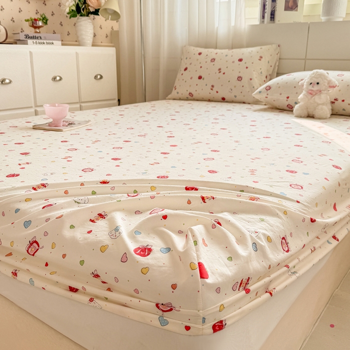 91家纺网 家纺一手货源 找家纺 一比一家纺 2026春夏新款A类仿棉单床笠床罩床笠单件 快乐时光