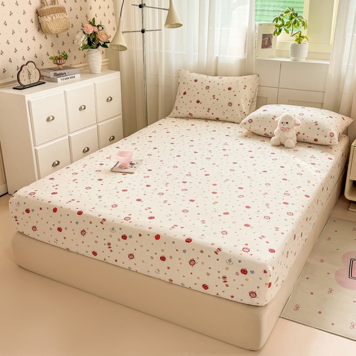 91家纺网 家纺一手货源 找家纺 一比一家纺 2026春夏新款A类仿棉单床笠床罩床笠单件 快乐时光