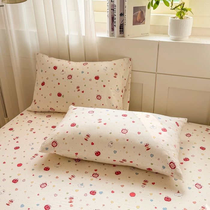 91家纺网 家纺一手货源 找家纺 一比一家纺 2026春夏新款A类仿棉单床笠床罩床笠单件 快乐时光