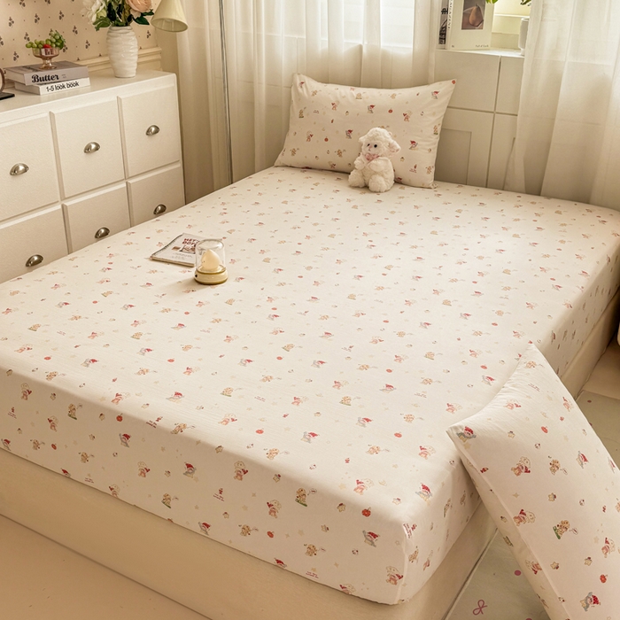 91家纺网 家纺一手货源 找家纺 一比一家纺 2026春夏新款A类仿棉单床笠床罩床笠单件 圣诞夜