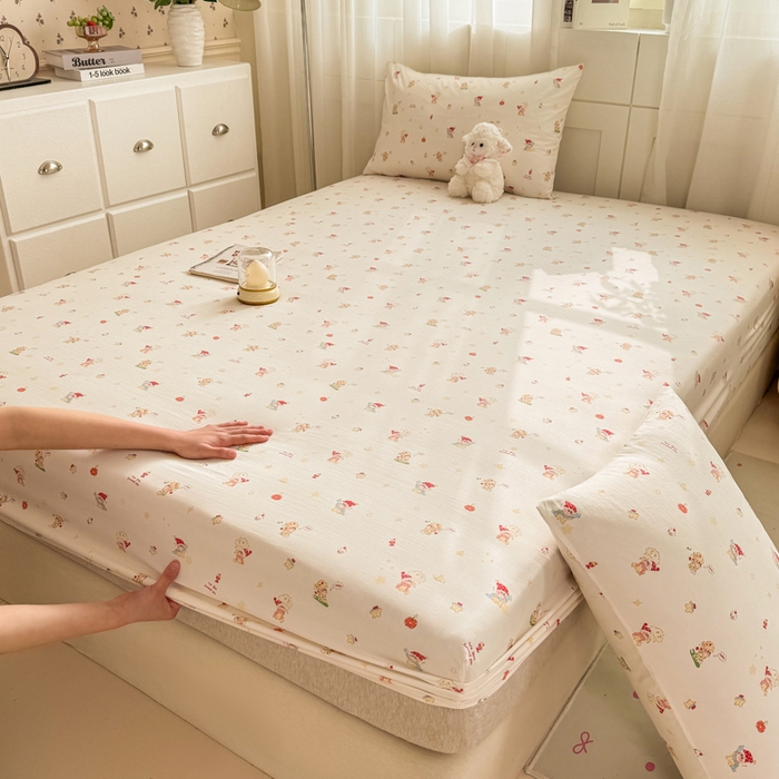 91家纺网 家纺一手货源 找家纺 一比一家纺 2026春夏新款A类仿棉单床笠床罩床笠单件 圣诞夜