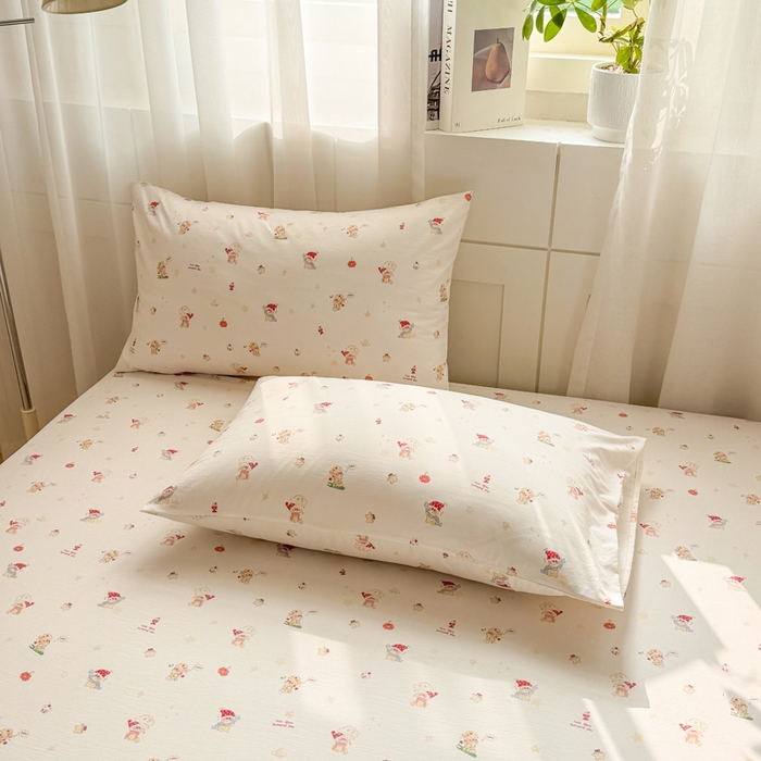 91家纺网 家纺一手货源 找家纺 一比一家纺 2026春夏新款A类仿棉单床笠床罩床笠单件 圣诞夜