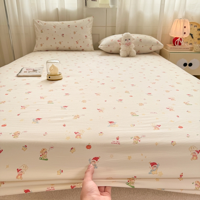 91家纺网 家纺一手货源 找家纺 一比一家纺 2026春夏新款A类仿棉单床笠床罩床笠单件 圣诞夜