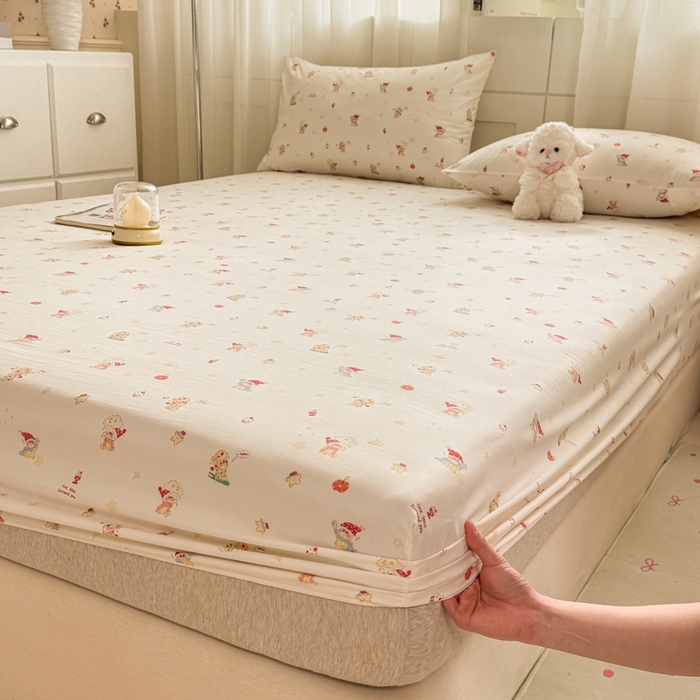 91家纺网 家纺一手货源 找家纺 一比一家纺 2026春夏新款A类仿棉单床笠床罩床笠单件 圣诞夜