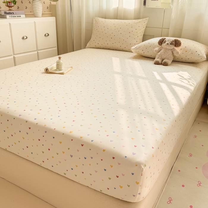 91家纺网 家纺一手货源 找家纺 一比一家纺 2026春夏新款A类仿棉单床笠床罩床笠单件 五彩斑斓