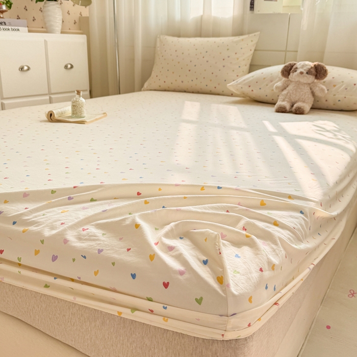 91家纺网 家纺一手货源 找家纺 一比一家纺 2026春夏新款A类仿棉单床笠床罩床笠单件 五彩斑斓