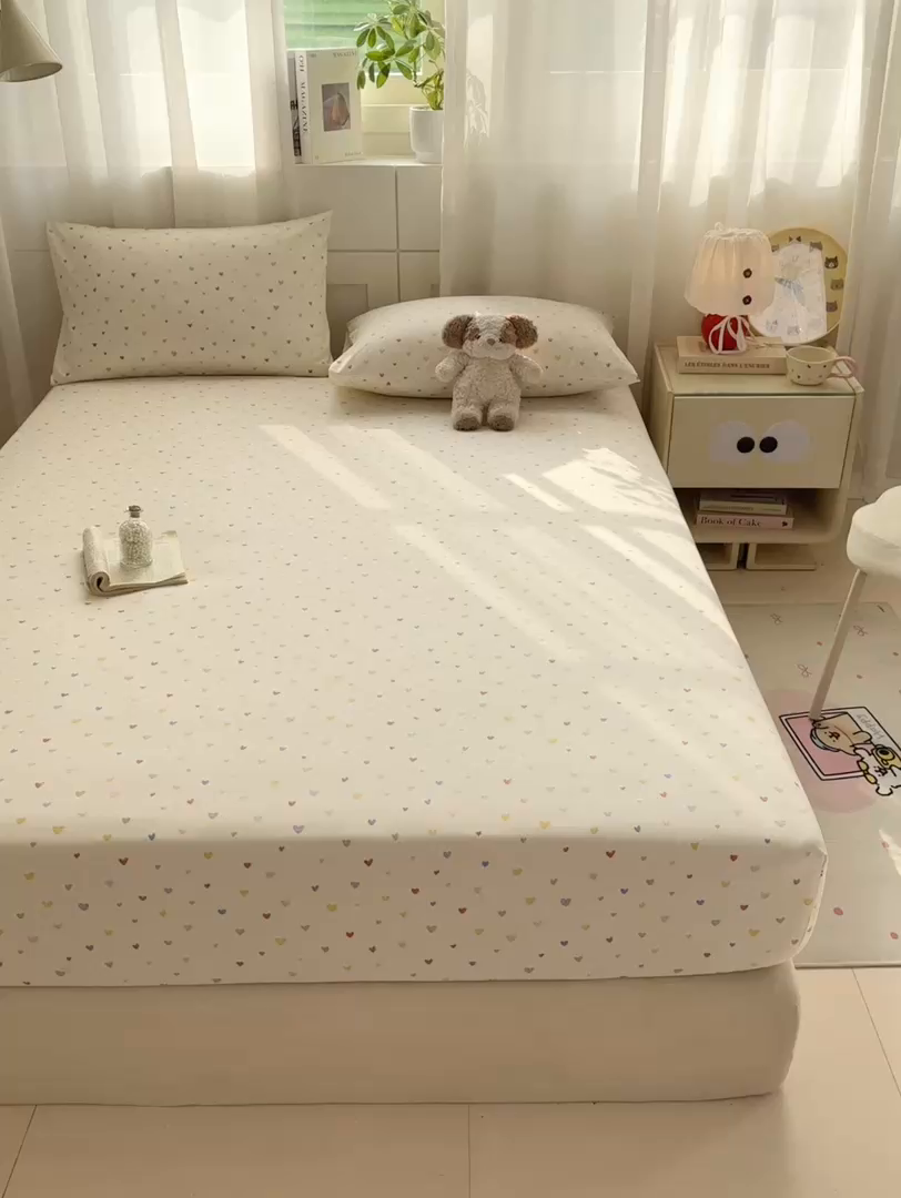 91家纺网 家纺一手货源 找家纺 一比一家纺 2026春夏新款A类仿棉单床笠床罩床笠单件 五彩斑斓