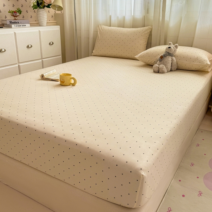 91家纺网 家纺一手货源 找家纺 一比一家纺 2026春夏新款A类仿棉单床笠床罩床笠单件 小波点