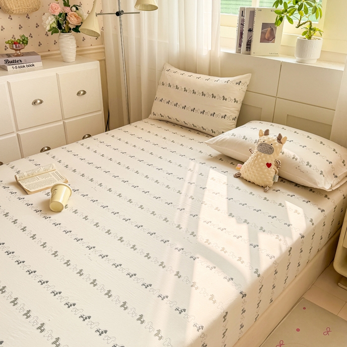 91家纺网 家纺一手货源 找家纺 一比一家纺 2026春夏新款A类仿棉单床笠床罩床笠单件 小木马