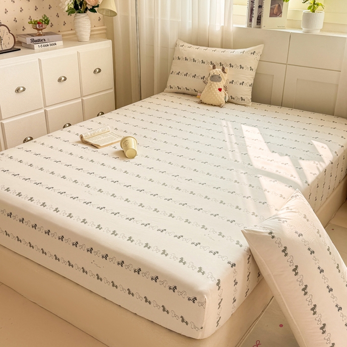 91家纺网 家纺一手货源 找家纺 一比一家纺 2026春夏新款A类仿棉单床笠床罩床笠单件 小木马