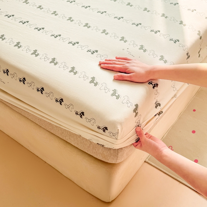 91家纺网 家纺一手货源 找家纺 一比一家纺 2026春夏新款A类仿棉单床笠床罩床笠单件 小木马