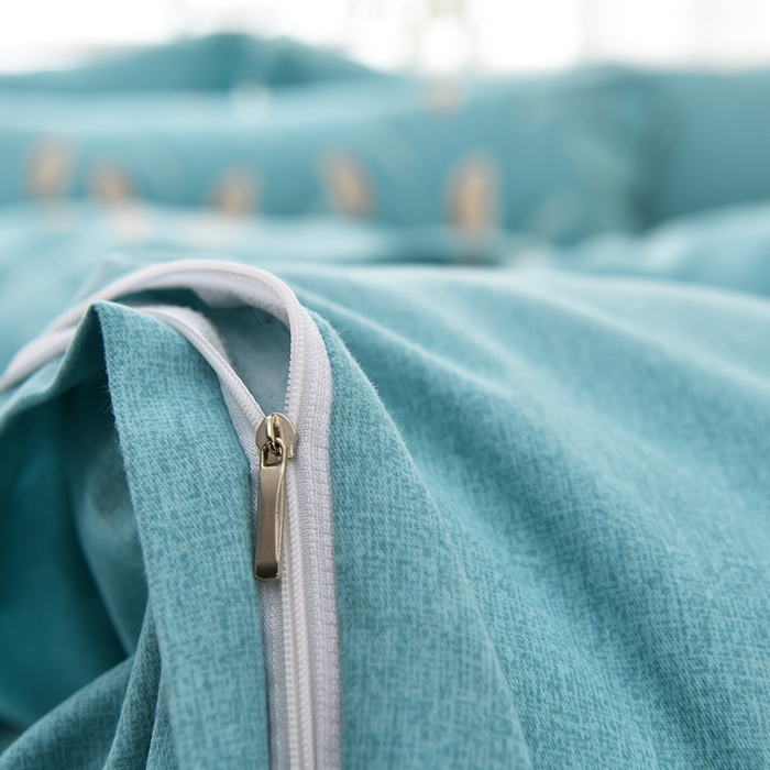 91家纺网 家纺一手货源 找家纺 董成龙 2026新款直播爆款加厚全棉活性磨毛四件套纯棉三件套 相思叶-蓝