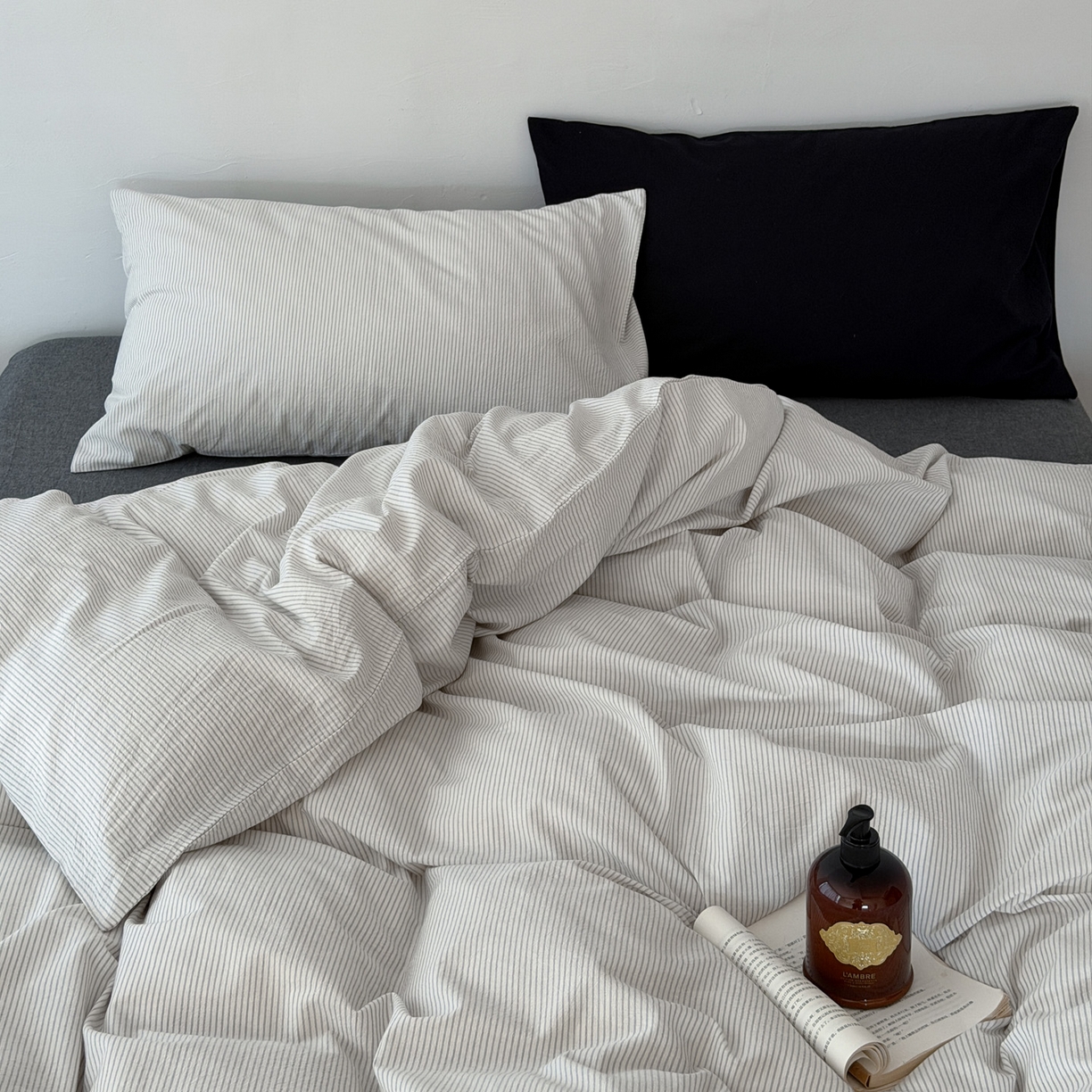 91家纺网 家纺一手货源 找家纺 （总）艾沁家纺 2026新款全棉色织水洗棉日式简约四件套-京都