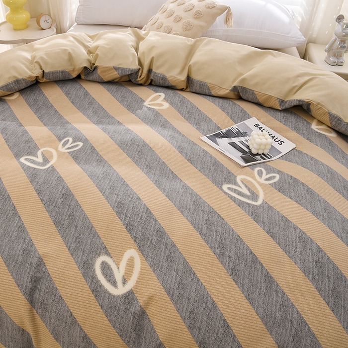 91家纺网 家纺一手货源 找家纺 董成龙 2026新款直播爆款加厚全棉活性磨毛四件套纯棉三件套 一心一意-灰