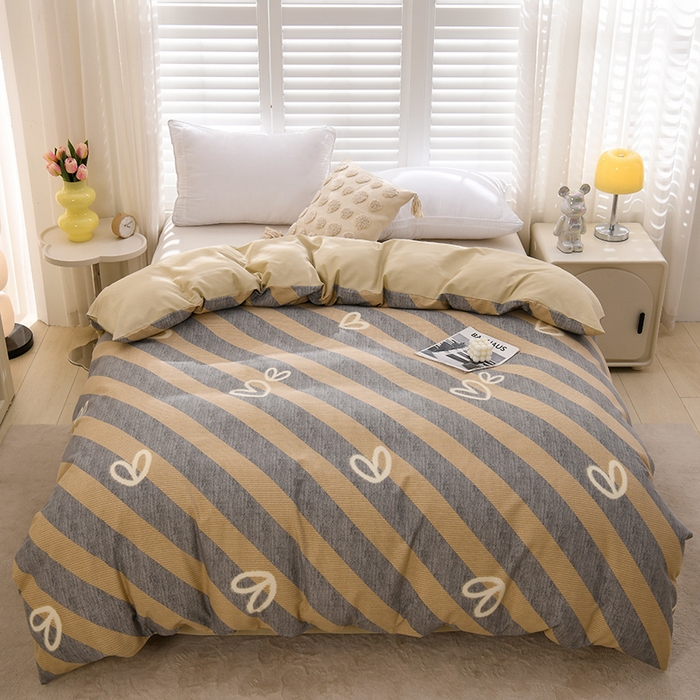 91家纺网 家纺一手货源 找家纺 董成龙 2026新款直播爆款加厚全棉活性磨毛四件套纯棉三件套 一心一意-灰