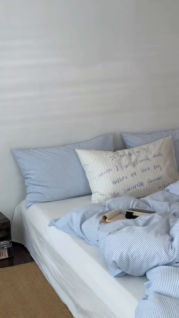 91家纺网 家纺一手货源 找家纺 （总）艾沁家纺 2026新款全棉色织水洗棉简约条纹四件套-济州岛