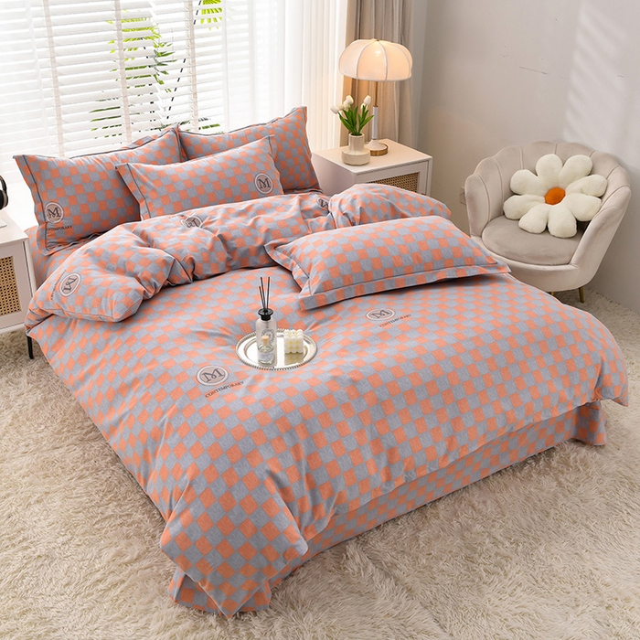 91家纺网 家纺一手货源 找家纺 董成龙 2026新款直播爆款加厚全棉活性磨毛四件套纯棉三件套 祖玛珑-桔