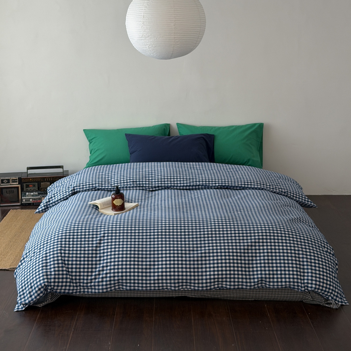 91家纺网 家纺一手货源 找家纺 （总）艾沁家纺 2026新款全棉色织水洗棉简约格子四件套-格律