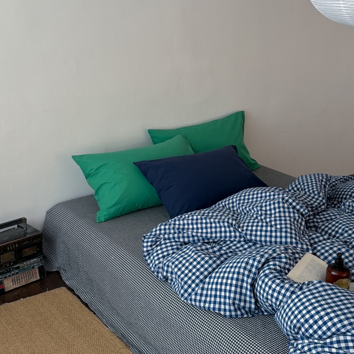 91家纺网 家纺一手货源 找家纺 （总）艾沁家纺 2026新款全棉色织水洗棉简约格子四件套-格律