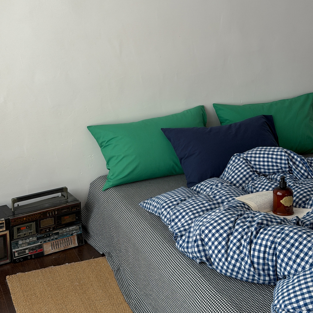 91家纺网 家纺一手货源 找家纺 （总）艾沁家纺 2026新款全棉色织水洗棉简约格子四件套-格律