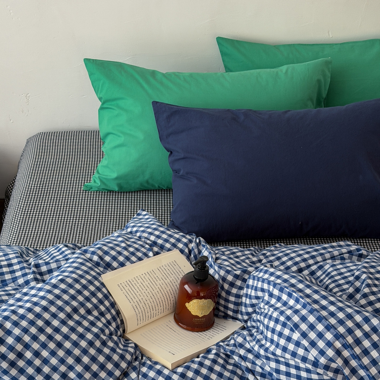 91家纺网 家纺一手货源 找家纺 （总）艾沁家纺 2026新款全棉色织水洗棉简约格子四件套-格律