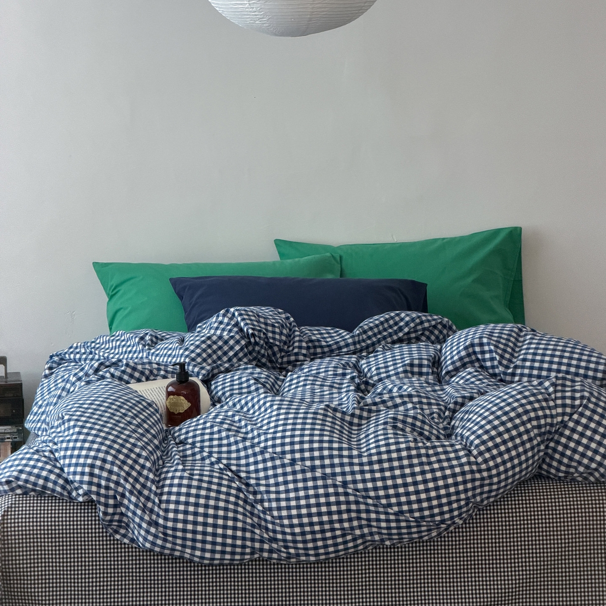 91家纺网 家纺一手货源 找家纺 （总）艾沁家纺 2026新款全棉色织水洗棉简约格子四件套-格律