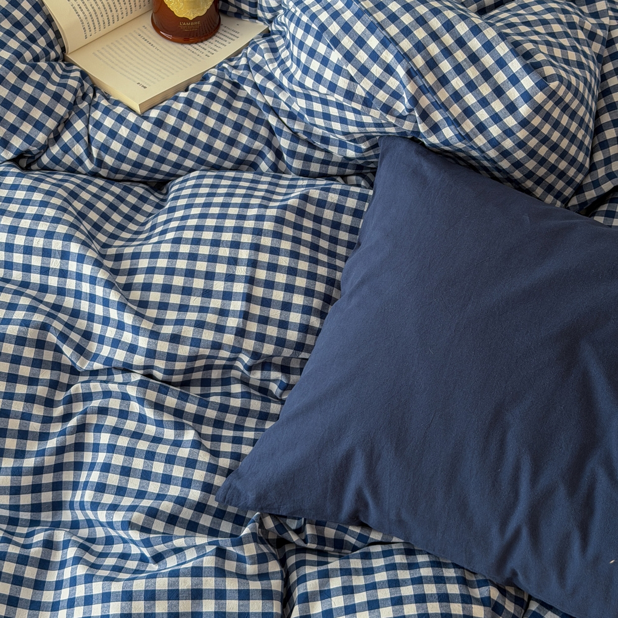 91家纺网 家纺一手货源 找家纺 （总）艾沁家纺 2026新款全棉色织水洗棉简约格子四件套-格律