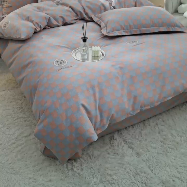 91家纺网 家纺一手货源 找家纺 董成龙 2026新款直播爆款加厚全棉活性磨毛四件套纯棉三件套 祖玛珑-桔